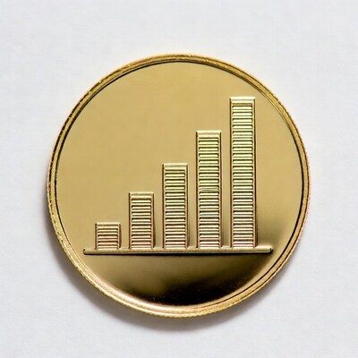 Gold Coin with Rising Bar Graph