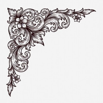 Floral Ornate Corner Border Illustration