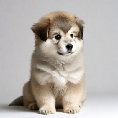 Fluffy Pomeranian Puppy Sitting