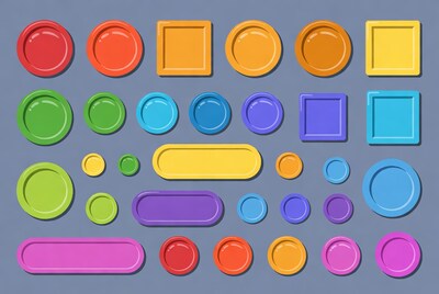 Colorful Round Square Plates Illustration
