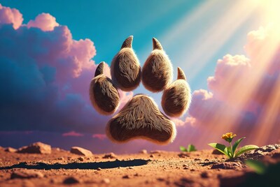 Floating Wolf Paw Print Sunset Sky