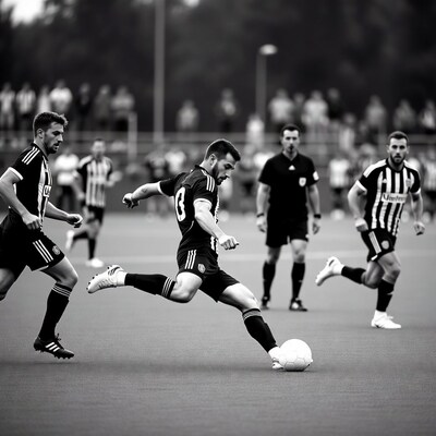 Soccer player kicking ball