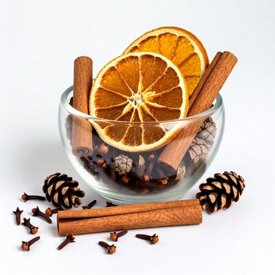 Dried Orange Slices Cinnamon Glass Bowl