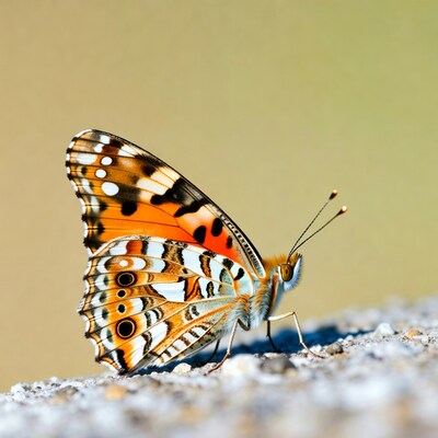 Painted Lady Butterfly on Rock