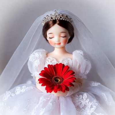 Bride Doll Holding Red Gerbera