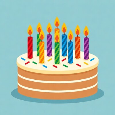 Birthday cake with rainbow candles