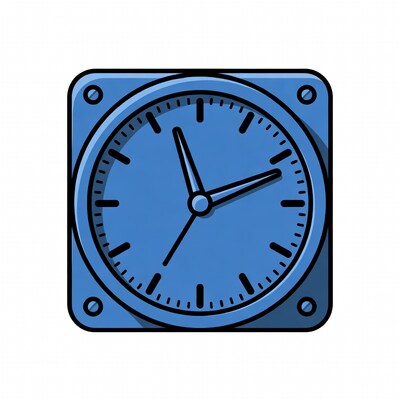 Blue Square Analog Clock Illustration