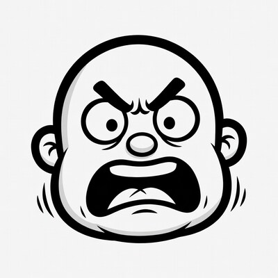 Angry cartoon face screaming
