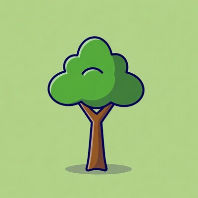 Cartoon green tree isolated