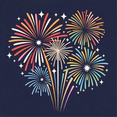Colorful Fireworks Illustration on Dark Background