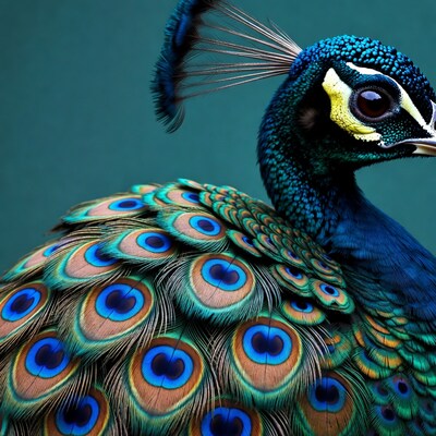 Peacock with vibrant feathers