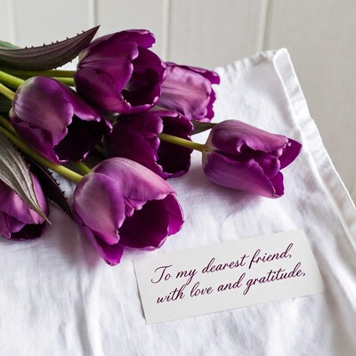 Purple Tulips with Friendship Card