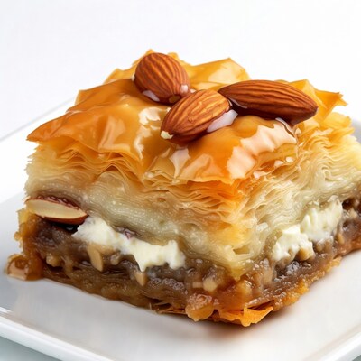 Baklava with cheese and almonds