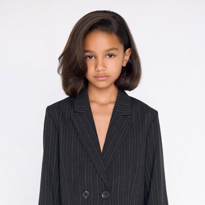 African-American girl in pinstripe blazer