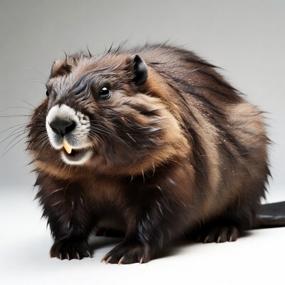 Wet beaver with open mouth