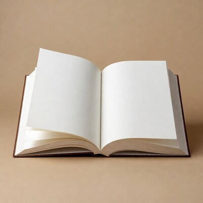 Open Blank Book on Beige Background