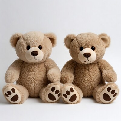 Two plush teddy bears sitting