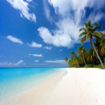 Tropical beach with palm trees