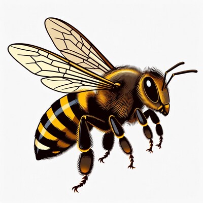Cartoon honey bee flying