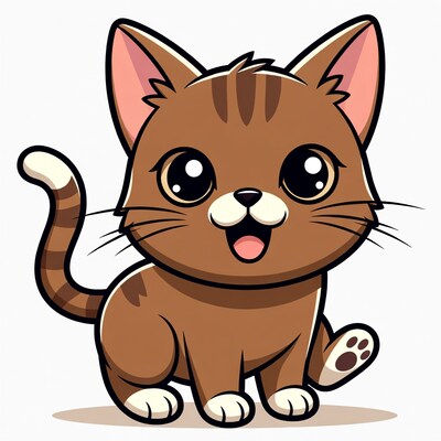 Cute tabby kitten cartoon smiling