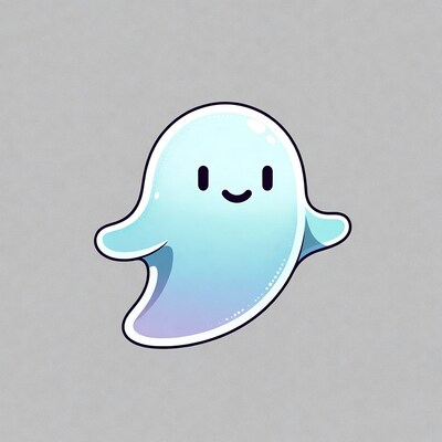 Cute smiling blue ghost illustration