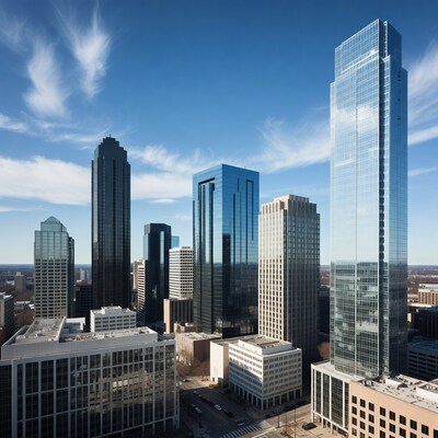 Dallas skyline with skyscrapers