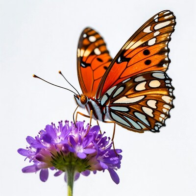 Orange butterfly on purple flower