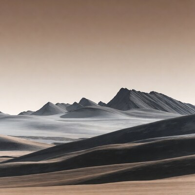 Layered Sand Dunes and Mountains