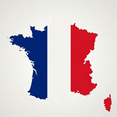 France Flag Map Silhouette