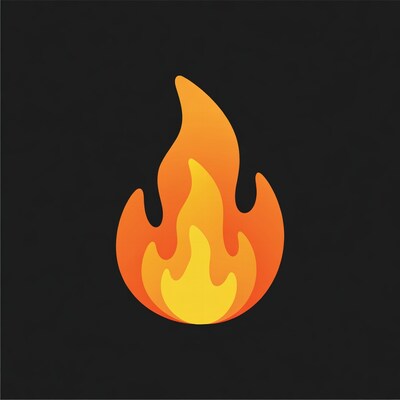 Orange Flame Icon on Black