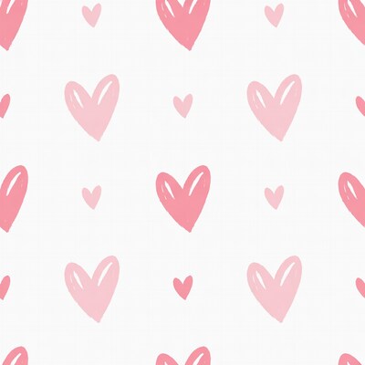 Pink Hand-Drawn Hearts Seamless Pattern
