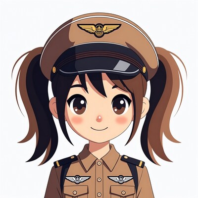 Anime girl in pilot uniform
