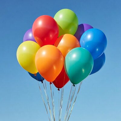 Colorful Balloons Against Blue Sky