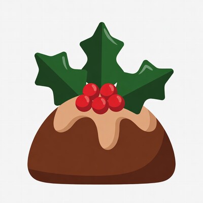 Christmas Pudding with Holly