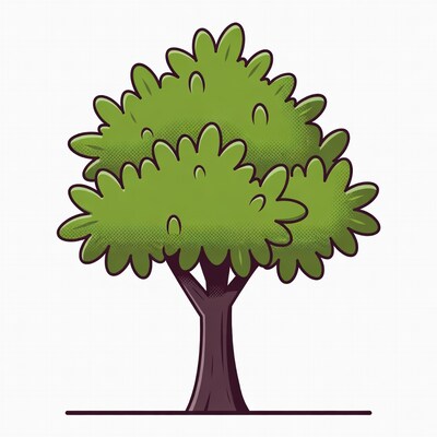 Cartoon green tree illustration