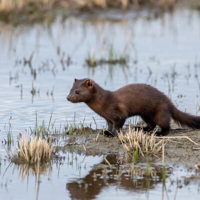 American Mink by Water Edge