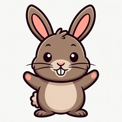 Cute cartoon bunny with arms outstretched