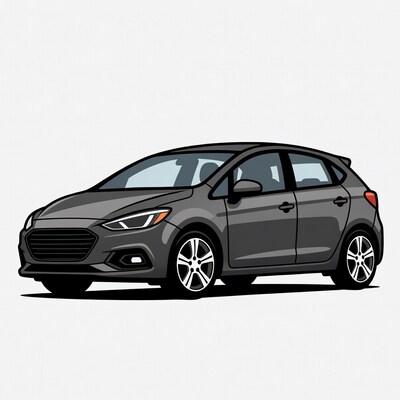 Gray Hyundai Hatchback Car Illustration