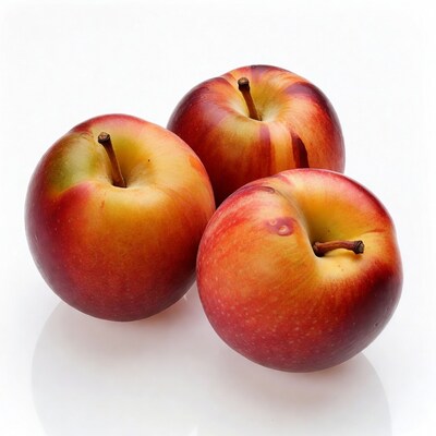 Three Red Apples on White Background