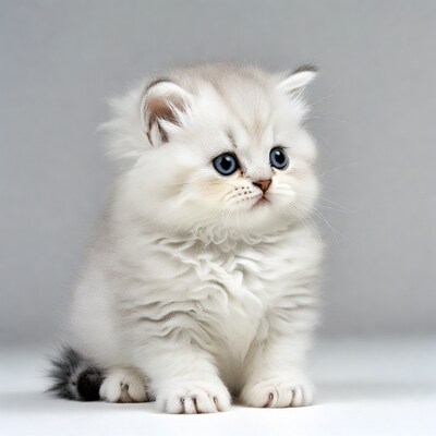 Fluffy British Shorthair Kitten Sitting