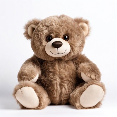 Brown teddy bear on white background