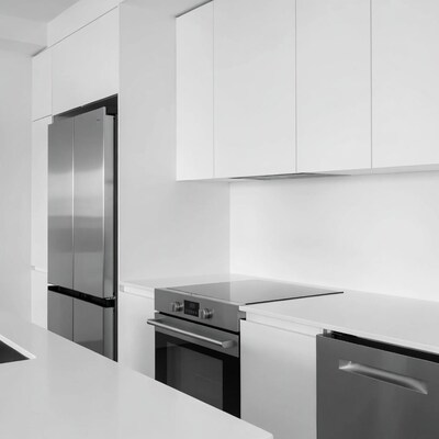 Modern white kitchen with appliances