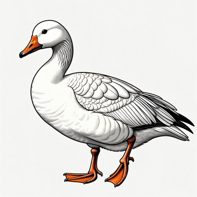 White Goose Standing Illustration