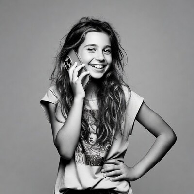 Girl smiling on iPhone call