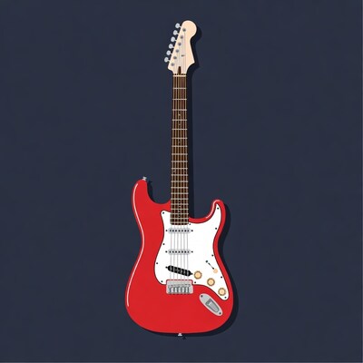 Red Stratocaster Guitar Illustration