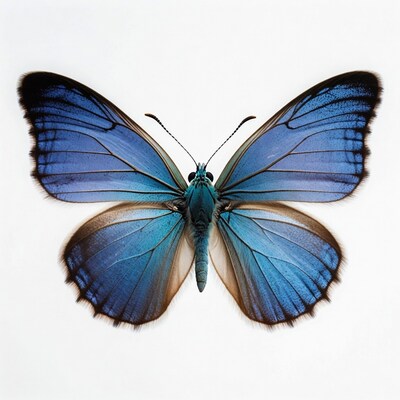 Blue butterfly on white background