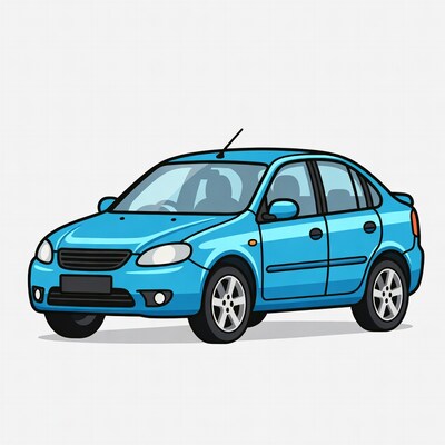 Blue Sedan Car Illustration