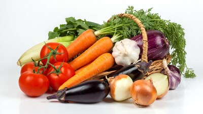 Fresh vegetables in wicker basket