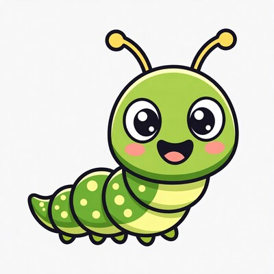 Cute green caterpillar illustration