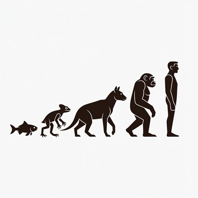 Evolution Silhouette from Fish to Man